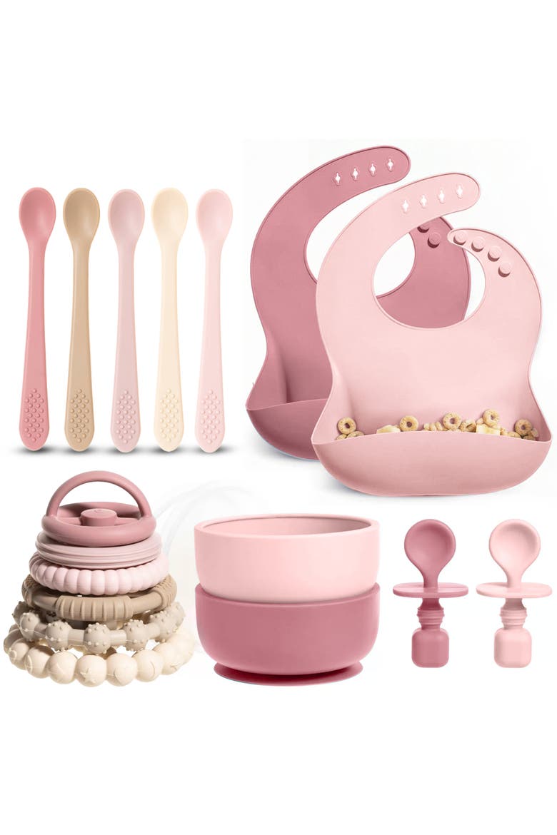 Silicone Baby Essentials Set 17-Piece, Main, color, Pink