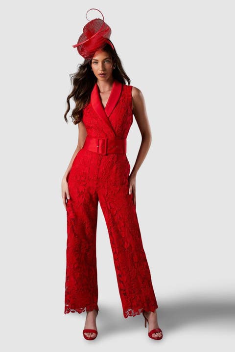 Lisa Lace Belted Jumpsuit