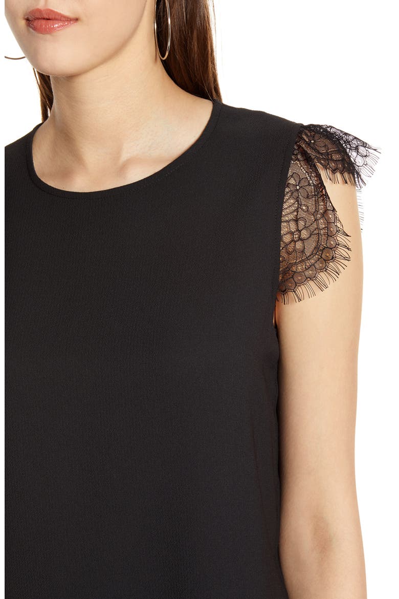 Lace Trim Top, Alternate, color, BLACK