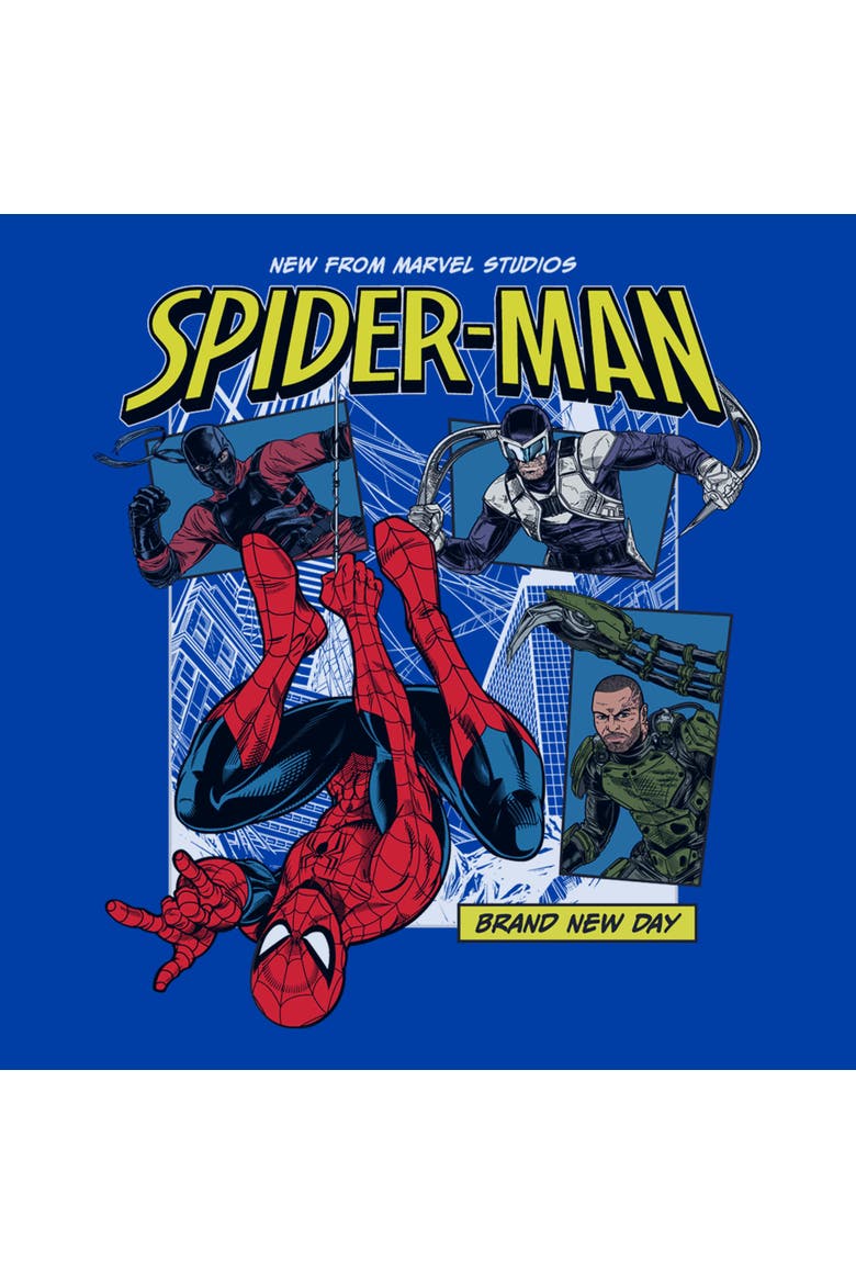 Mens Marvel Spider-Man Brand New Day Guardian of New York and Villains T Shirt, Alternate, color, Royal Blue