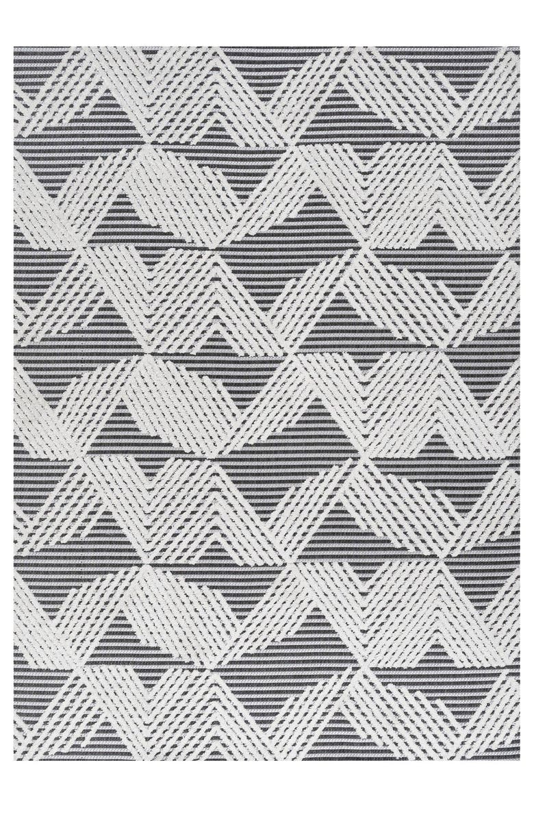 JONATHAN Y Jazz High-Low Pile Art Deco Geometric Indoor/Outdoor Area Rug, Alternate, color, Black/Ivory