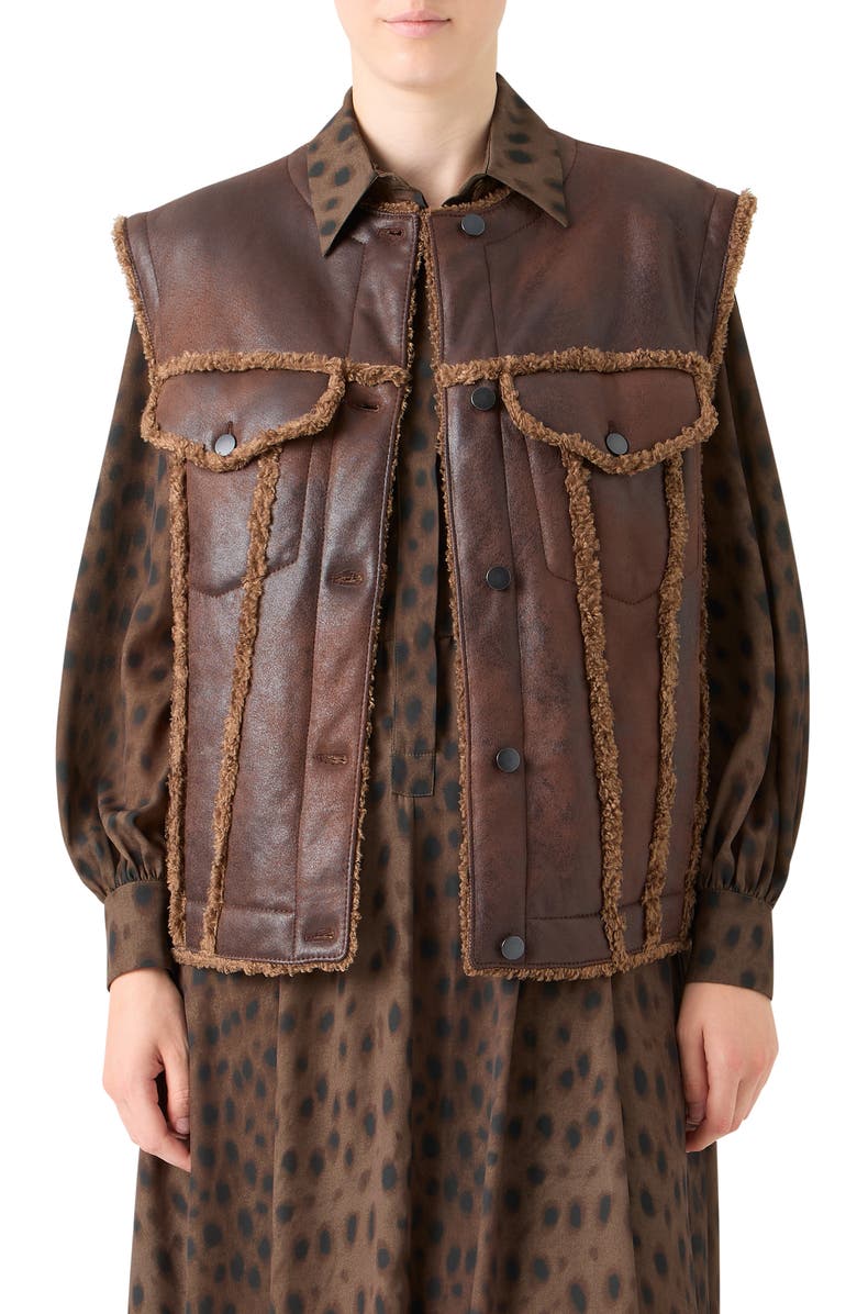 Akris punto Faux Shearling Vest, Main, color, Bark