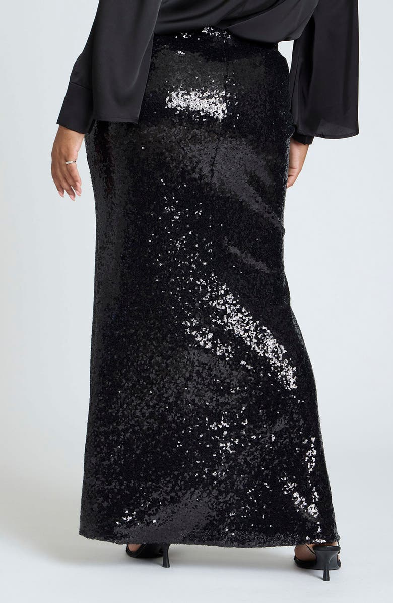 ELOQUII Sequin Slit Hem Maxi Skirt, Alternate, color, 
