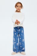 H&M Printed Wide Leg Jeans