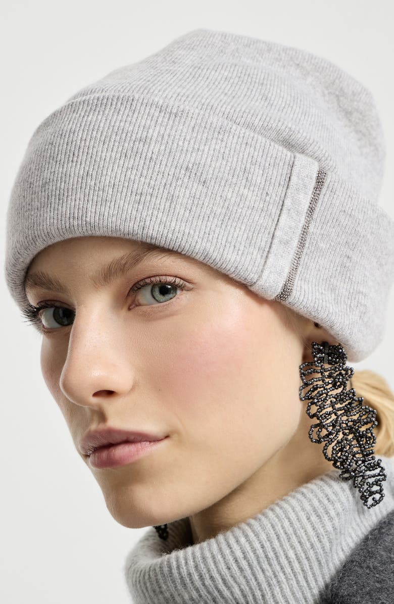 Brunello Cucinelli Knit beanie, Alternate, color, Light Grey