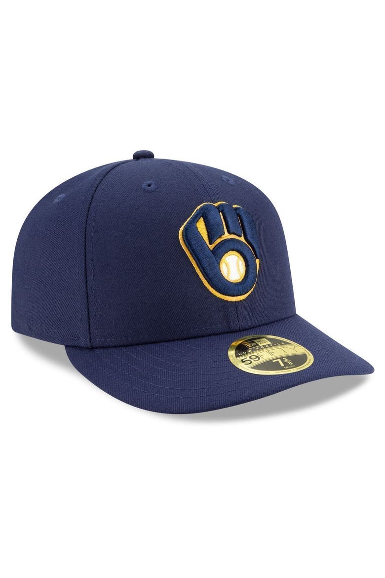 Men's New Era Navy Milwaukee Brewers Authentic Collection On-Field Low Profile 59FIFTY Fitted Hat, Alternate, color, NAVY