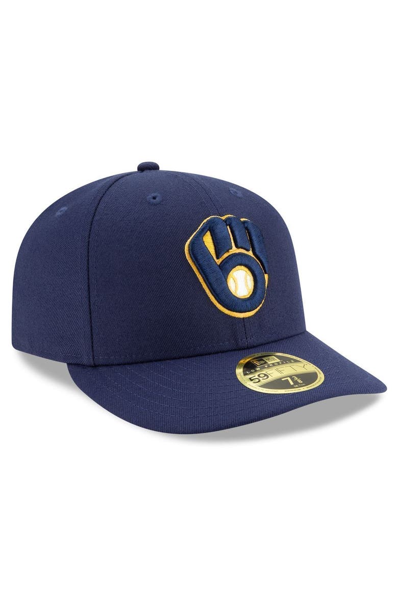 New Era Men's New Era Navy Milwaukee Brewers Authentic Collection On-Field Low Profile 59FIFTY Fitted Hat, Alternate, color, Navy