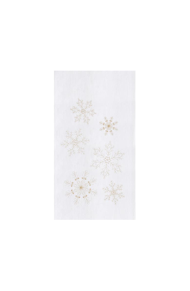 C&F Home Sparkling Gold Snowflakes 100% Cotton Embroidered Flour Sack Christmas Dishtowel, Main, color, White