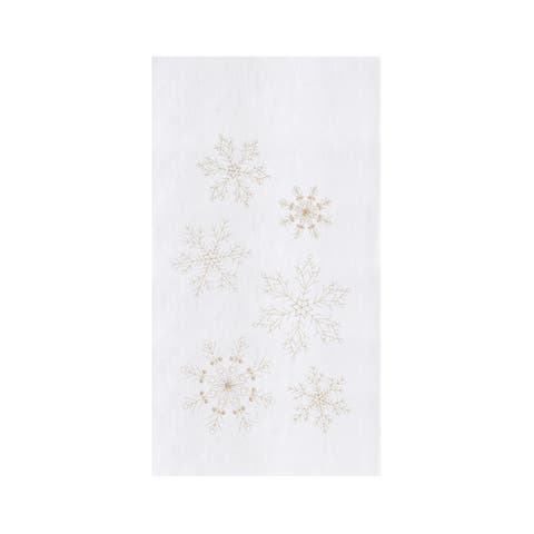 Sparkling Gold Snowflakes 100% Cotton Embroidered Flour Sack Christmas Dishtowel