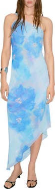 MANGO Floral Print Asymmetric Scarf Dress
