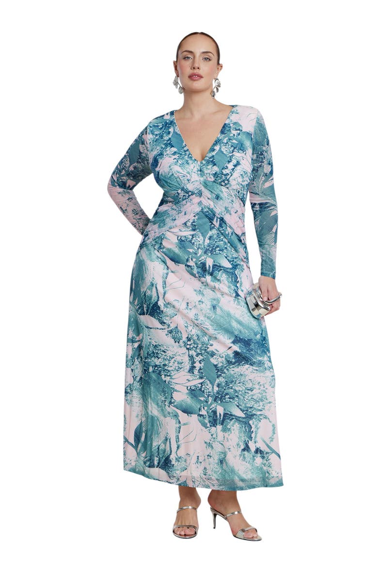 Patbo X Eloquii Printed Mesh Maxi Dress, Main, color, SALINA