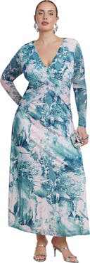 ELOQUII Patbo X Eloquii Printed Mesh Maxi Dress
