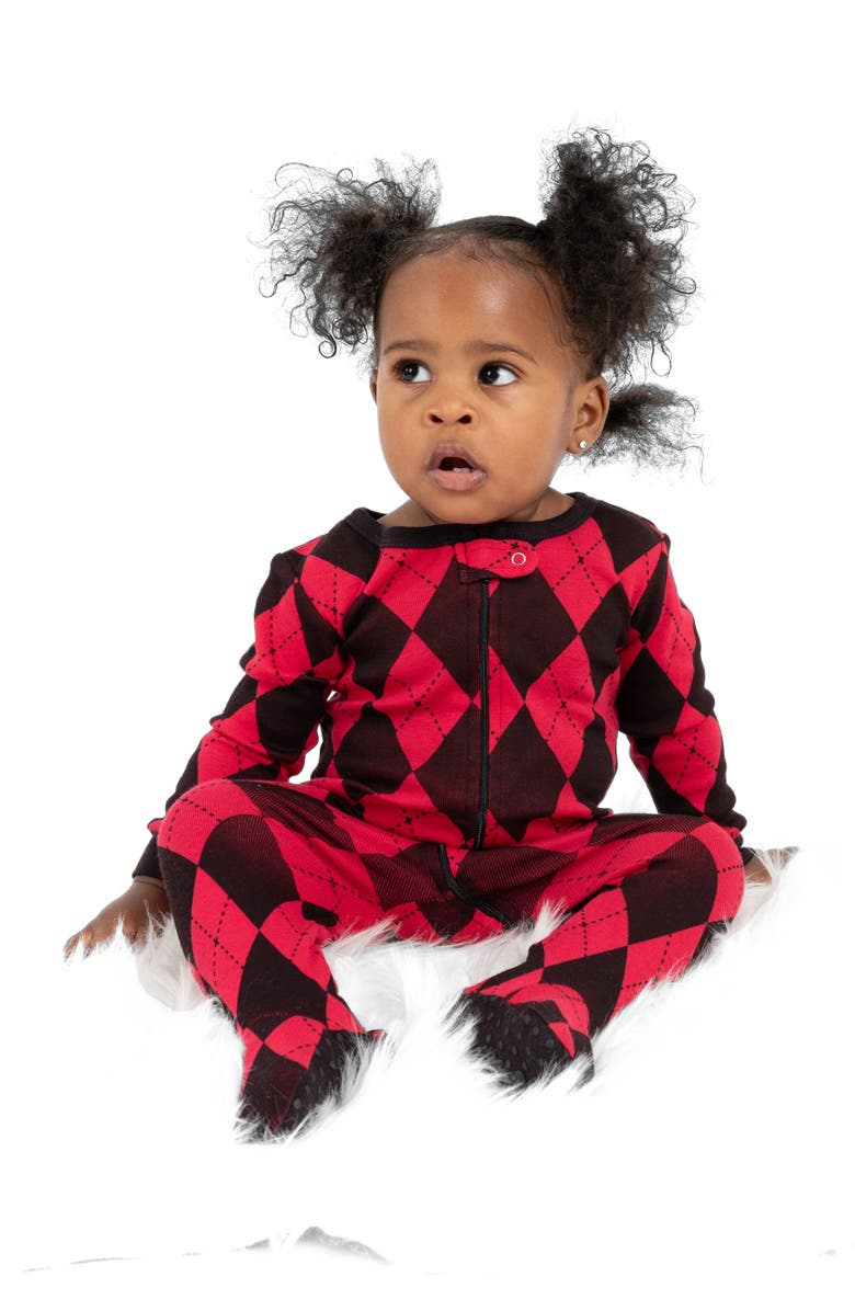 Leveret Kids Two-Piece Cotton Matching Family Holiday Pajamas, Argyles & Holiday Prints, Alternate, color, Argyle Black & Red