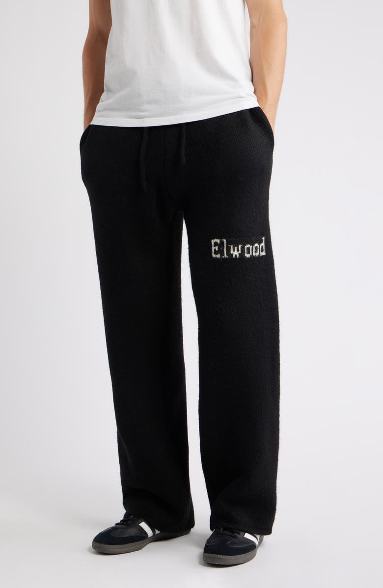 Elwood Intarsia Logo Baggy Sweatpants, Main, color, Black