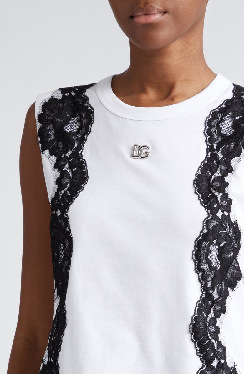Dolce&Gabbana Lace Detail Sleeveless T-Shirt, Alternate, color, 