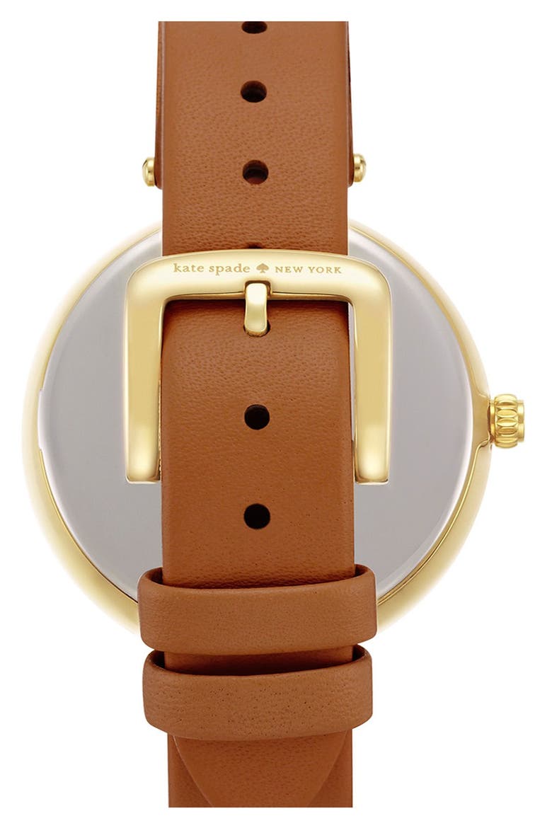 'perry' crystal accent leather strap watch, 38mm, Alternate, color, BROWN