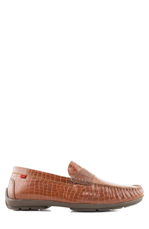 Marc Joseph New York Hamilton Penny Strap Driving Loafer In Cognac Croco