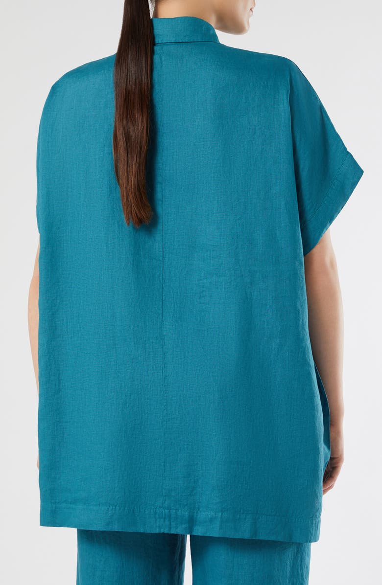 Marina Rinaldi Voyage Collection Linen Canvas Button-Up Tunic, Alternate, color,