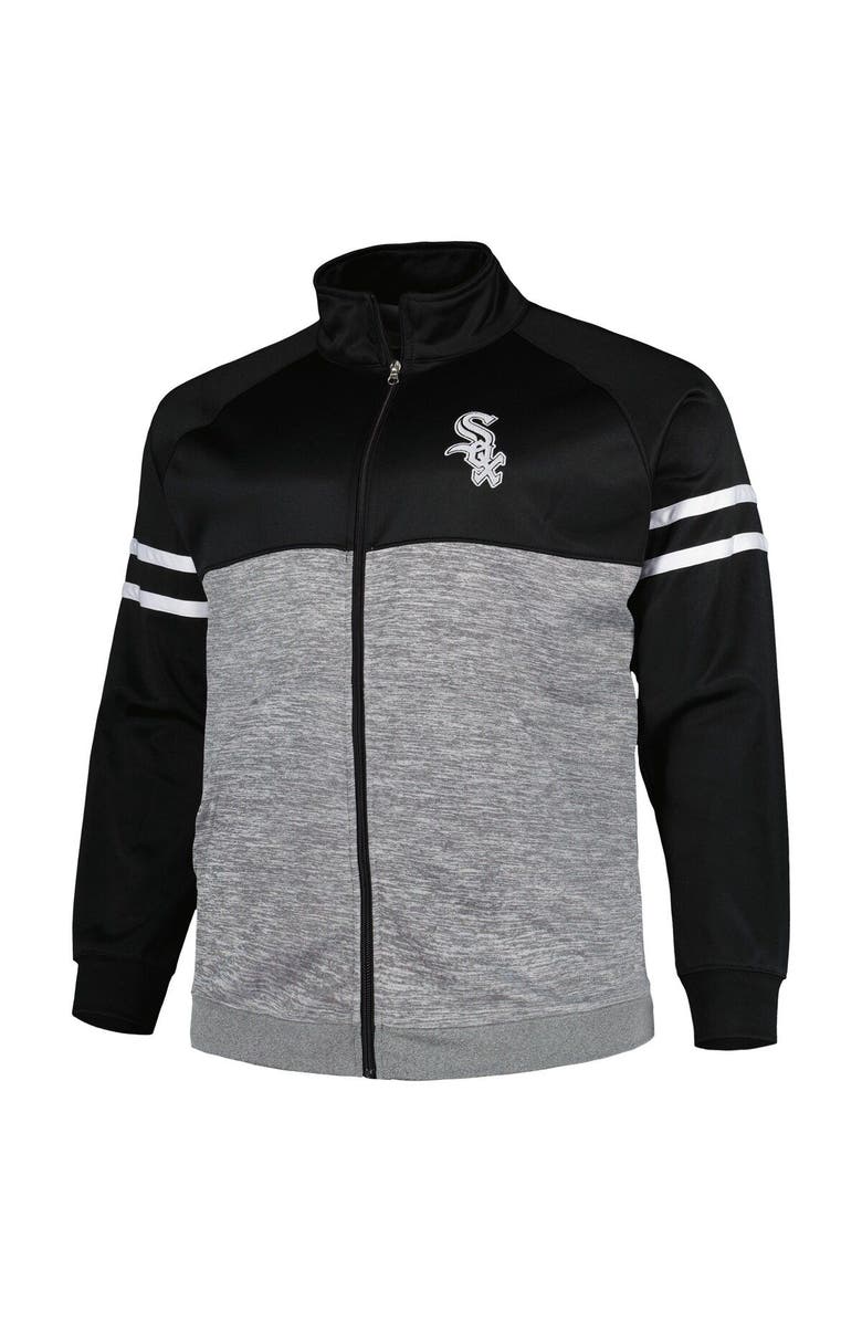 PROFILE Men's Black/Heather Gray Chicago White Sox Big & Tall Raglan Full-Zip Track Jacket, Alternate, color, Black