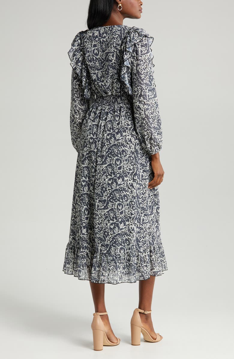Sam Edelman Wallpaper Paisley Smocked Waist Long Sleeve Dress, Alternate, color, Mineral Multi