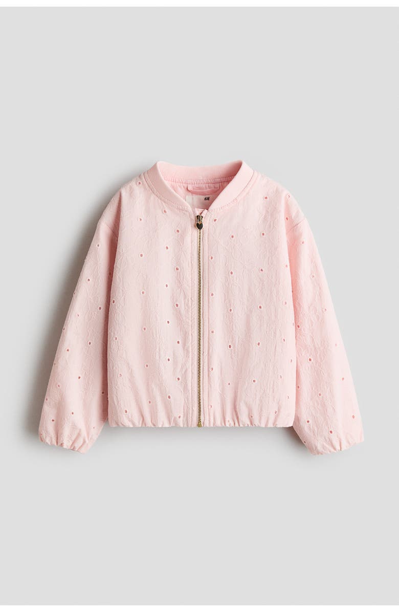 H&M Broderie Anglaise Blouson Jacket, Main, color, Light Pink