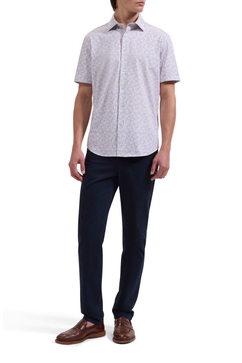 Miles OoohCotton® Sketched Guitar Print Short Sleeve Button-Up Shirt, Alternate, color, SAND