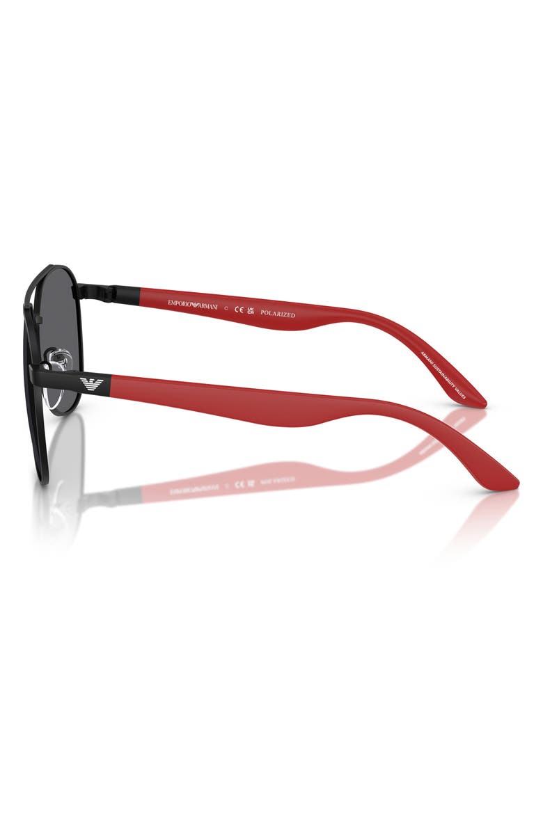 Emporio Armani Kids' 53mm Pilot Sunglasses, Alternate, color, Matte Black / Grey Polar