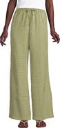 Lands' End Seersucker High Rise Drawstring Wide Leg Pants