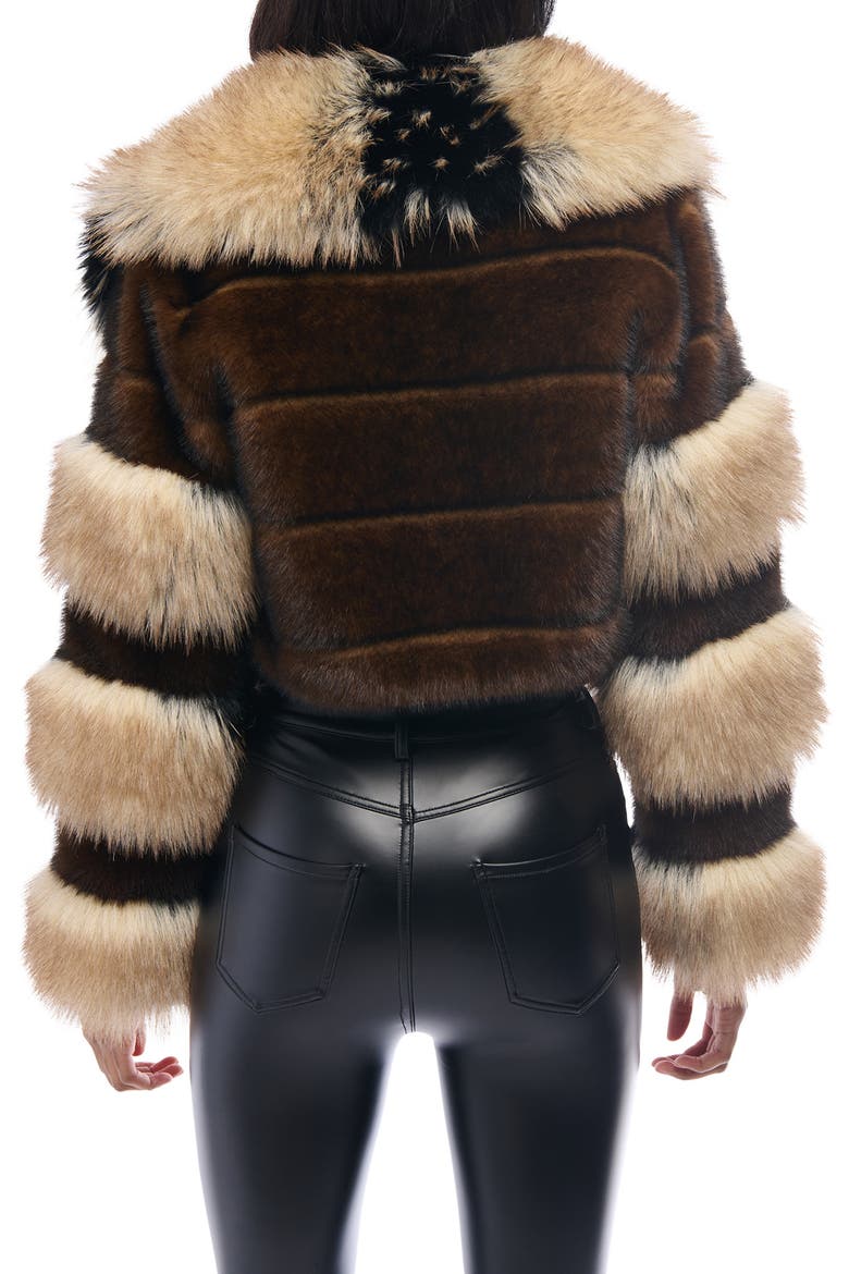 Portia Crop Faux Fur Jacket, Alternate, color, BROWN