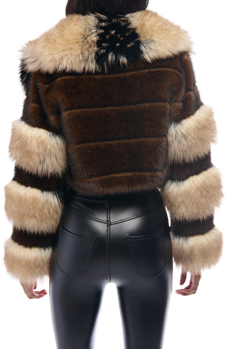 AZALEA WANG Portia Crop Faux Fur Jacket, Alternate, color, Brown