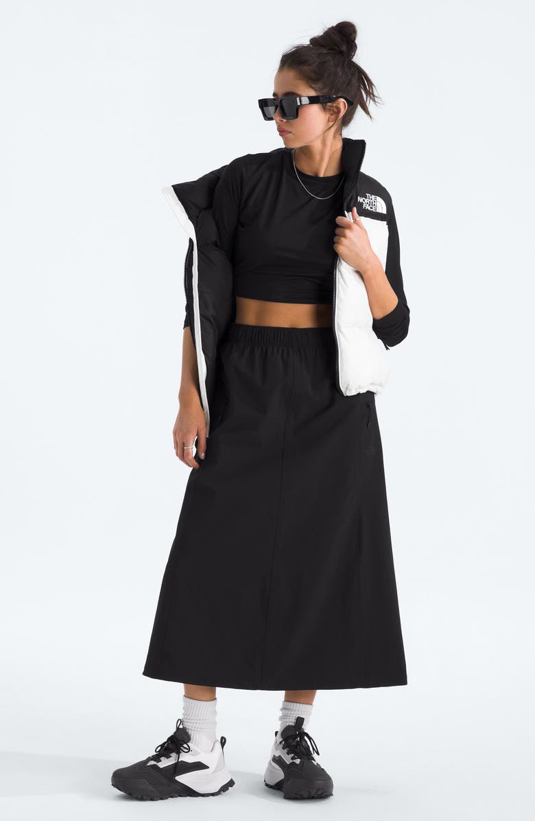 The North Face 1996 Retro Nuptse Water Resistant Down Puffer Vest, Alternate, color, White Dune/ Black Recycled