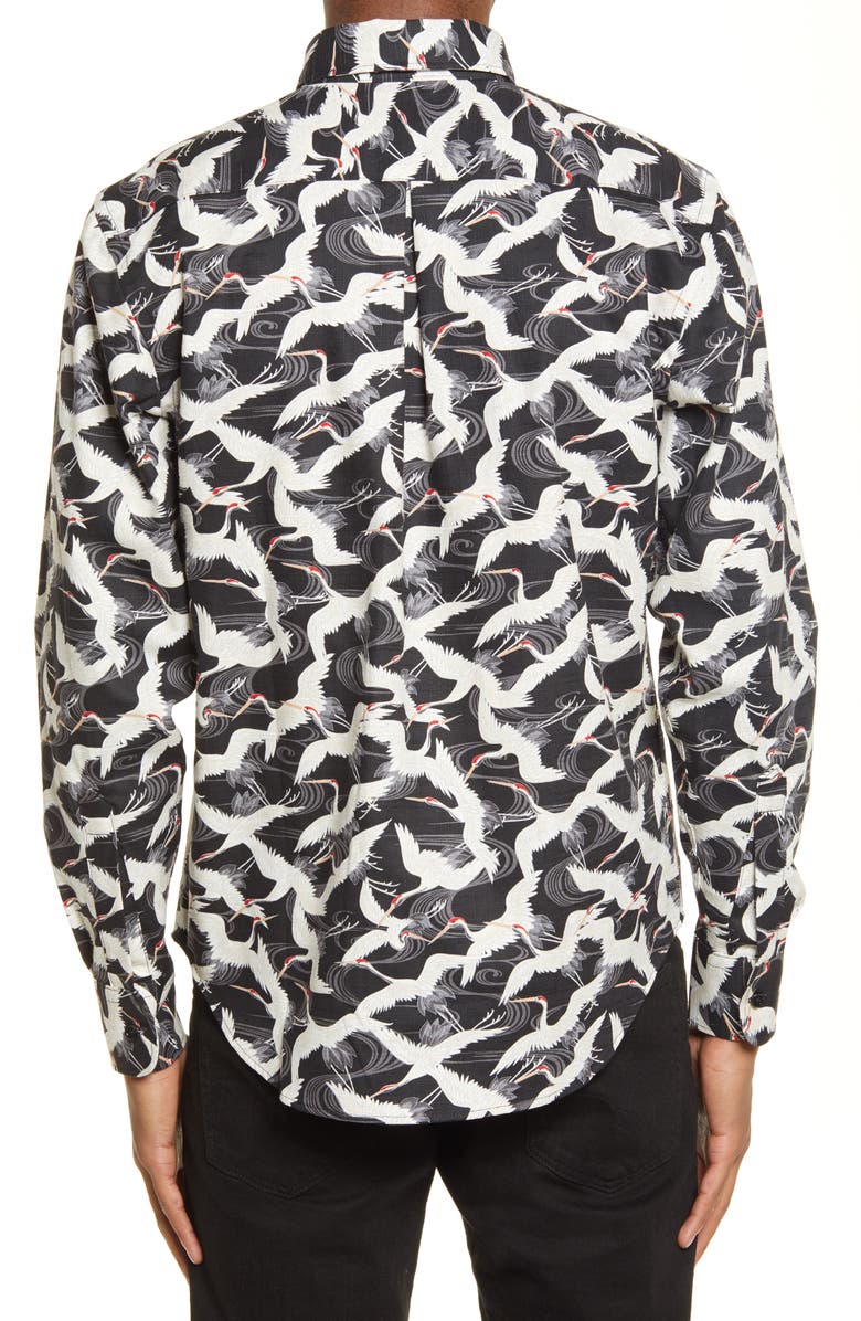 Naked & Famous Denim Easy Slub Crane Cotton Button-Down Shirt, Alternate, color, 