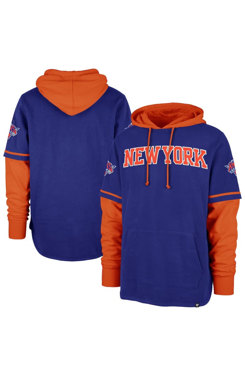'47 Men's '47 Royal New York Knicks Trifecta Shortstop Pullover Hoodie, Main, color, Royal