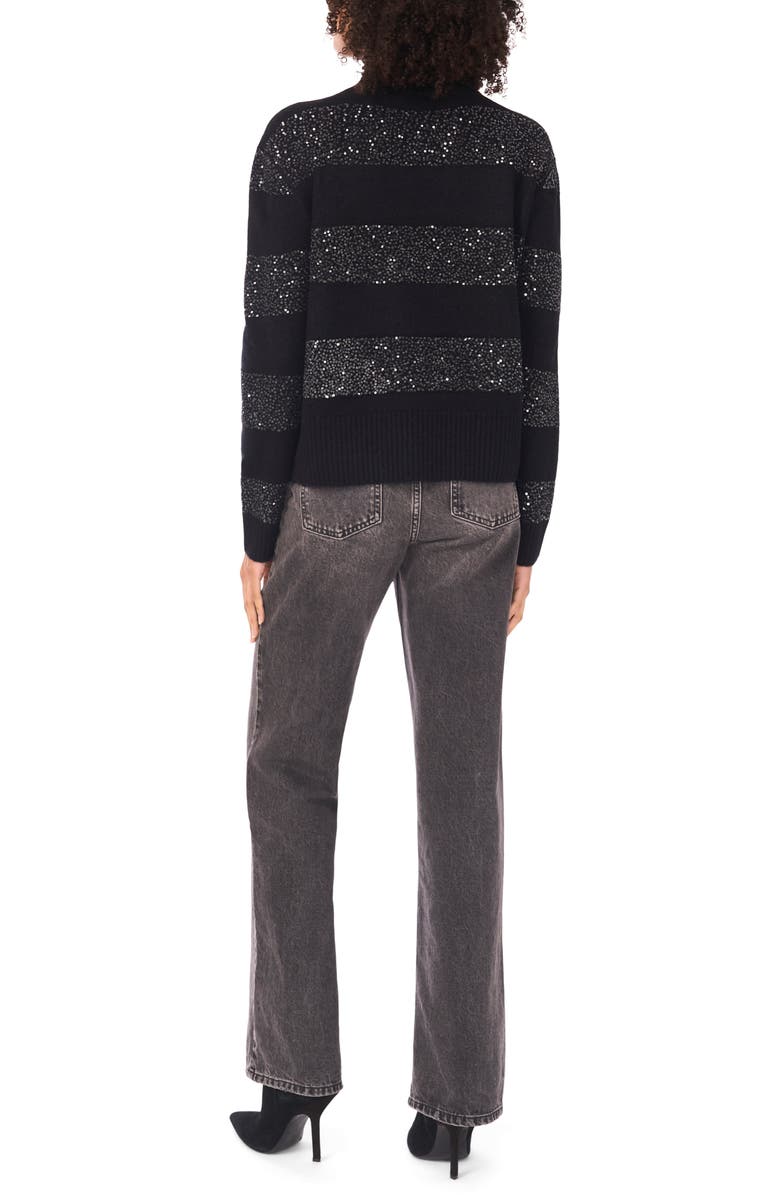 Halogen<sup>®</sup> Mock Neck Sequin Stripe Sweater, Alternate, color, Rich Black