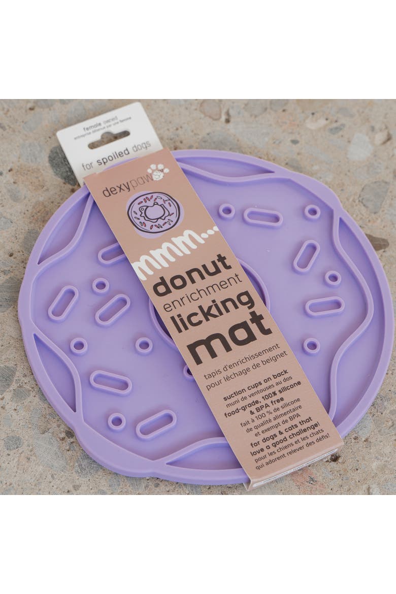 Enrichment Lick Mat Lilac Donut Delight Grooved Silicone, Alternate, color, Purple