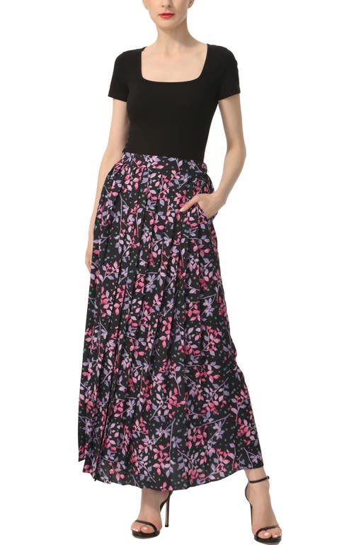 Kimi & Kai Print Box Pleat Maxi Skirt In Multi