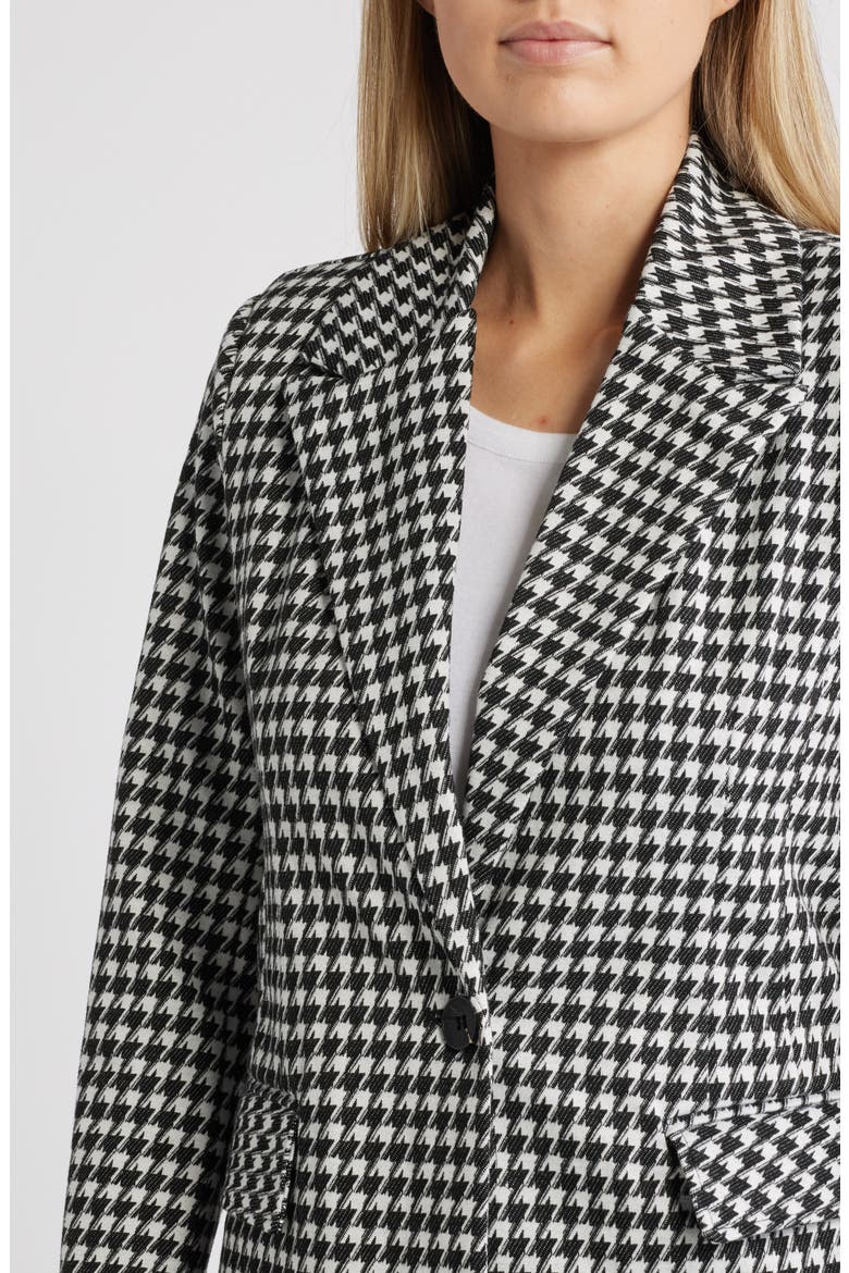 Tailored One-Button Blazer, Alternate, color, BLACK - WHITE HOUNDS