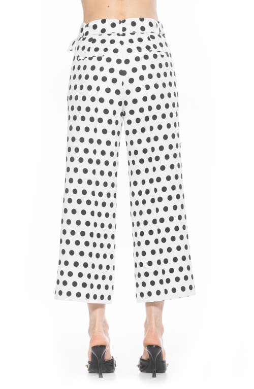 Alexia Admor Caden Polka Dot Belted Wide Leg Pants In Black White Polka Dots
