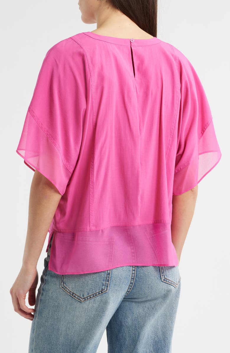 DKNY Mixed Media Dolman Sleeve Top, Alternate, color, Vivid Pink