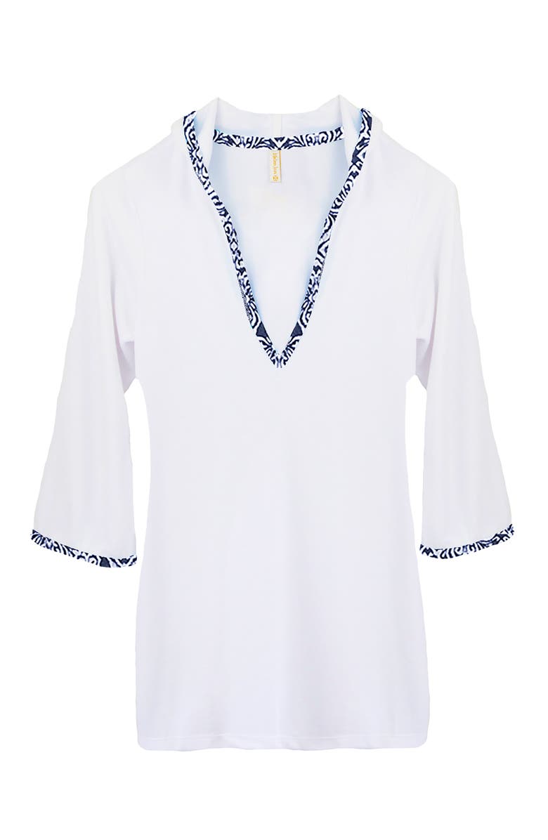 HELEN JON Hooded Terry Cover-Up, Alternate, color, Tangier