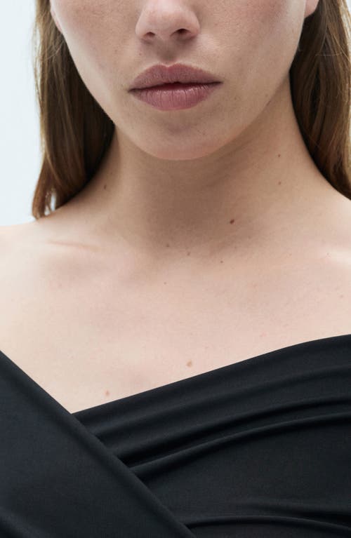 Mango Crossover Long Sleeve Top In Black