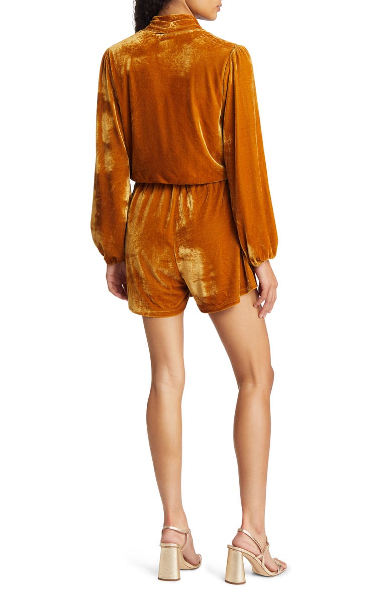 BTFL-life Nama Surplice V-Neck Bracelet-Sleeve Velvet Romper, Alternate, color, 