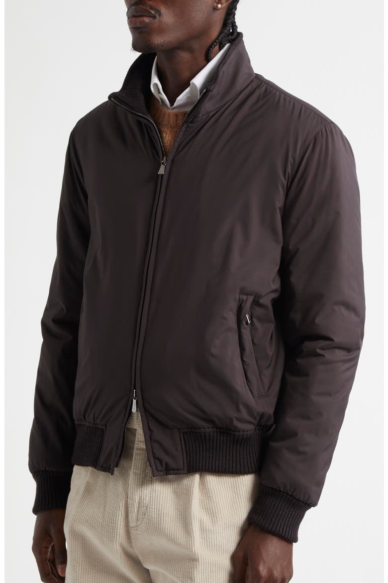 Water Resistant Japanese Nylon Bomber Jacket, Alternate, color, DARKEST BROWN