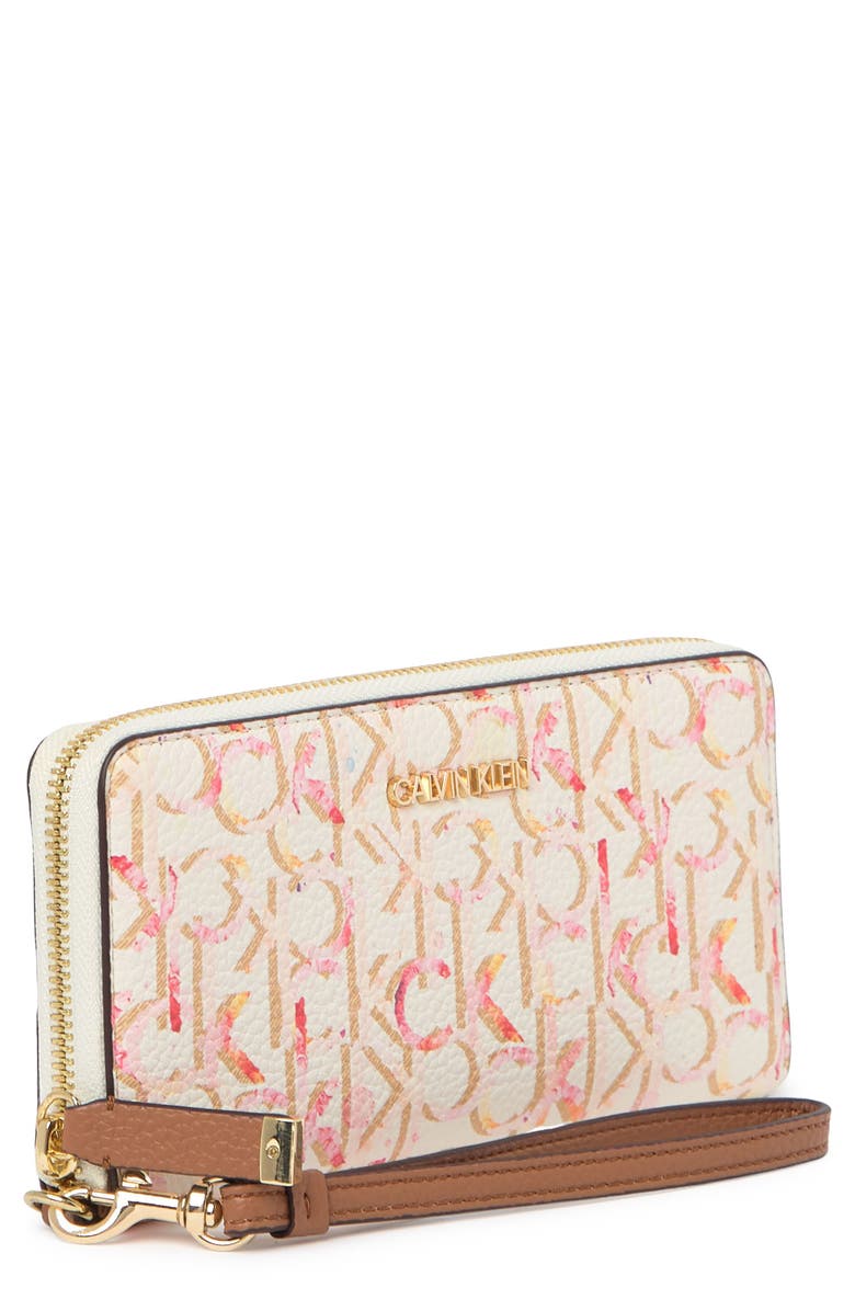 Calvin Klein Pindot Logo Zip Around Wallet, Alternate, color, 