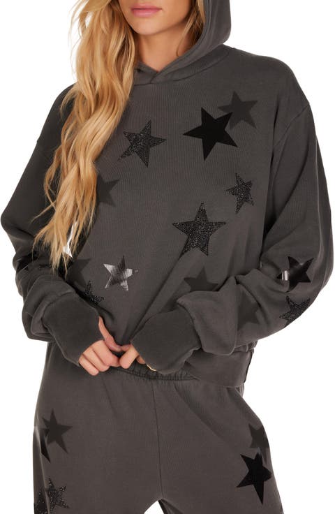 Lainey Black Crystal Multi Stars Hoodie