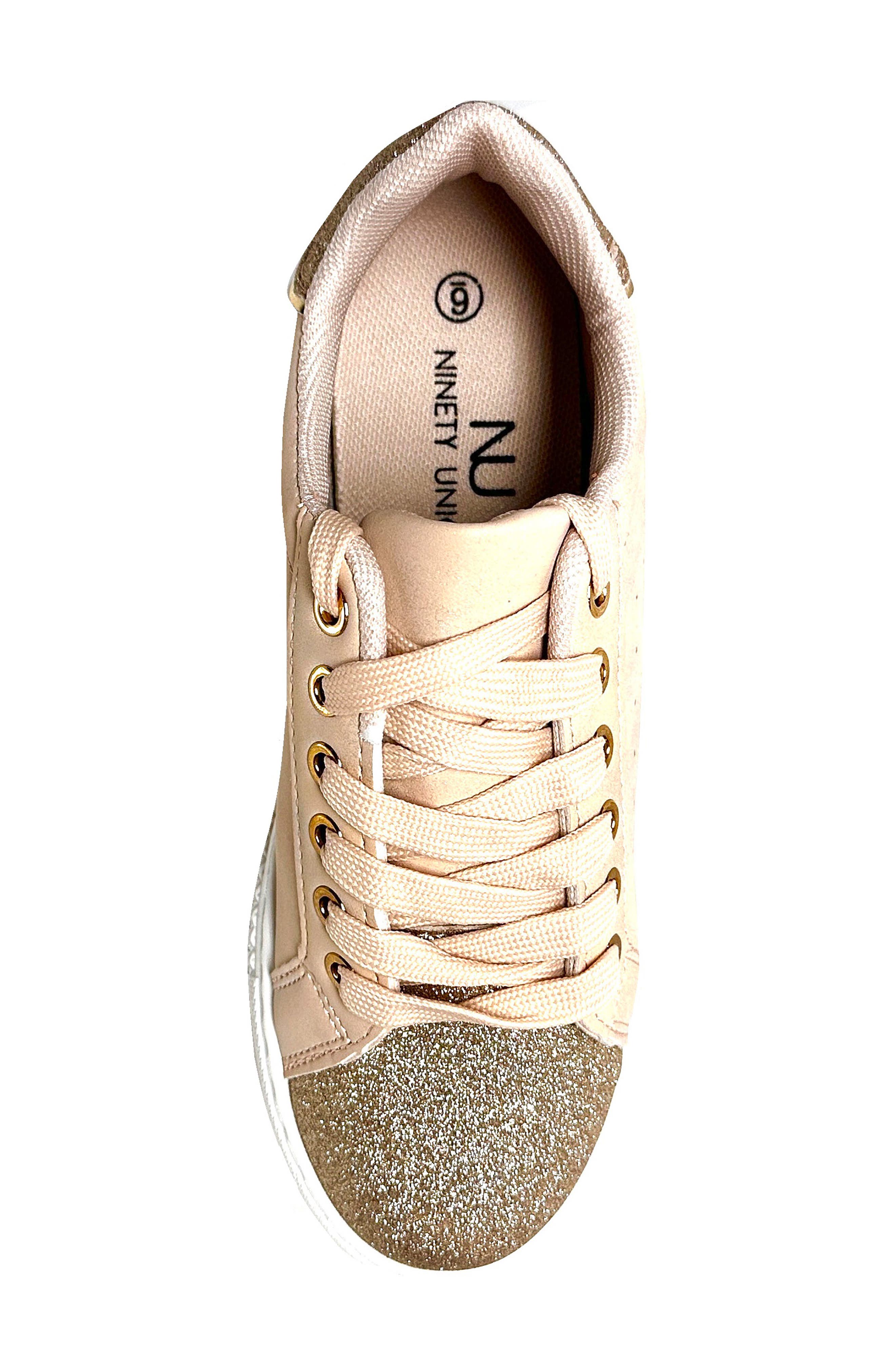 Beyond Embellished Glitter Sneaker, Alternate, color, CHAMPAGNE