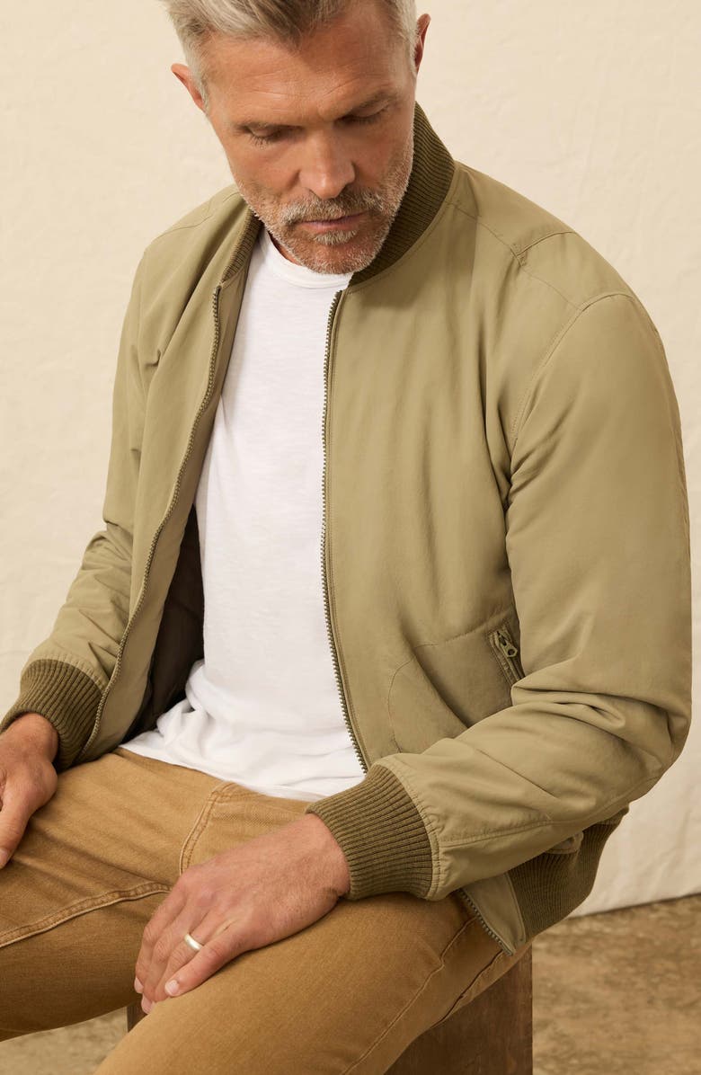Faherty Military Bomber Jacket, Alternate, color, Olive Valley