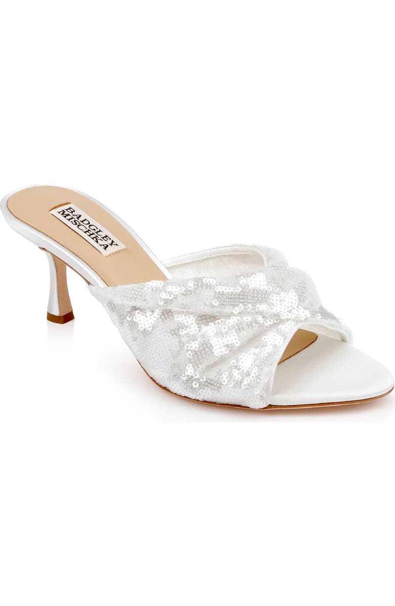 Badgley Mischka Collection Gailea Slide Sandal, Main, color, White Sequins