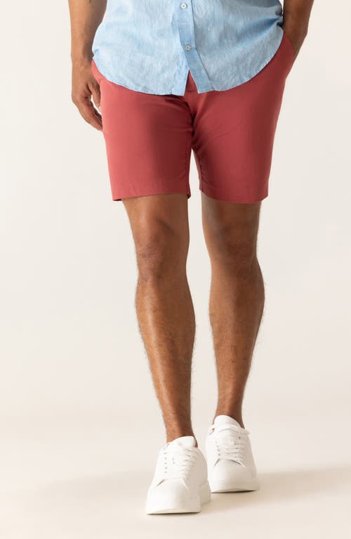 Deke Galaxy Bermuda Flat Front Stretch Twill Shorts In Red