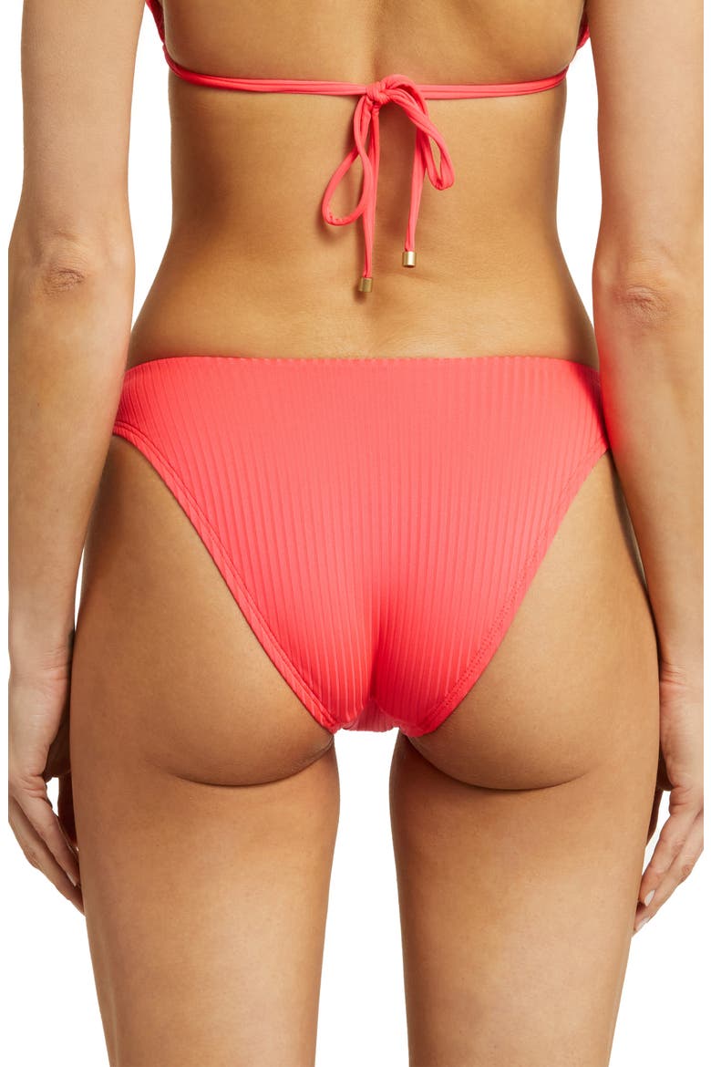 Cosmo Ring Detail Rib Bikini Bottoms, Alternate, color, CORAL GLOW ECORIB